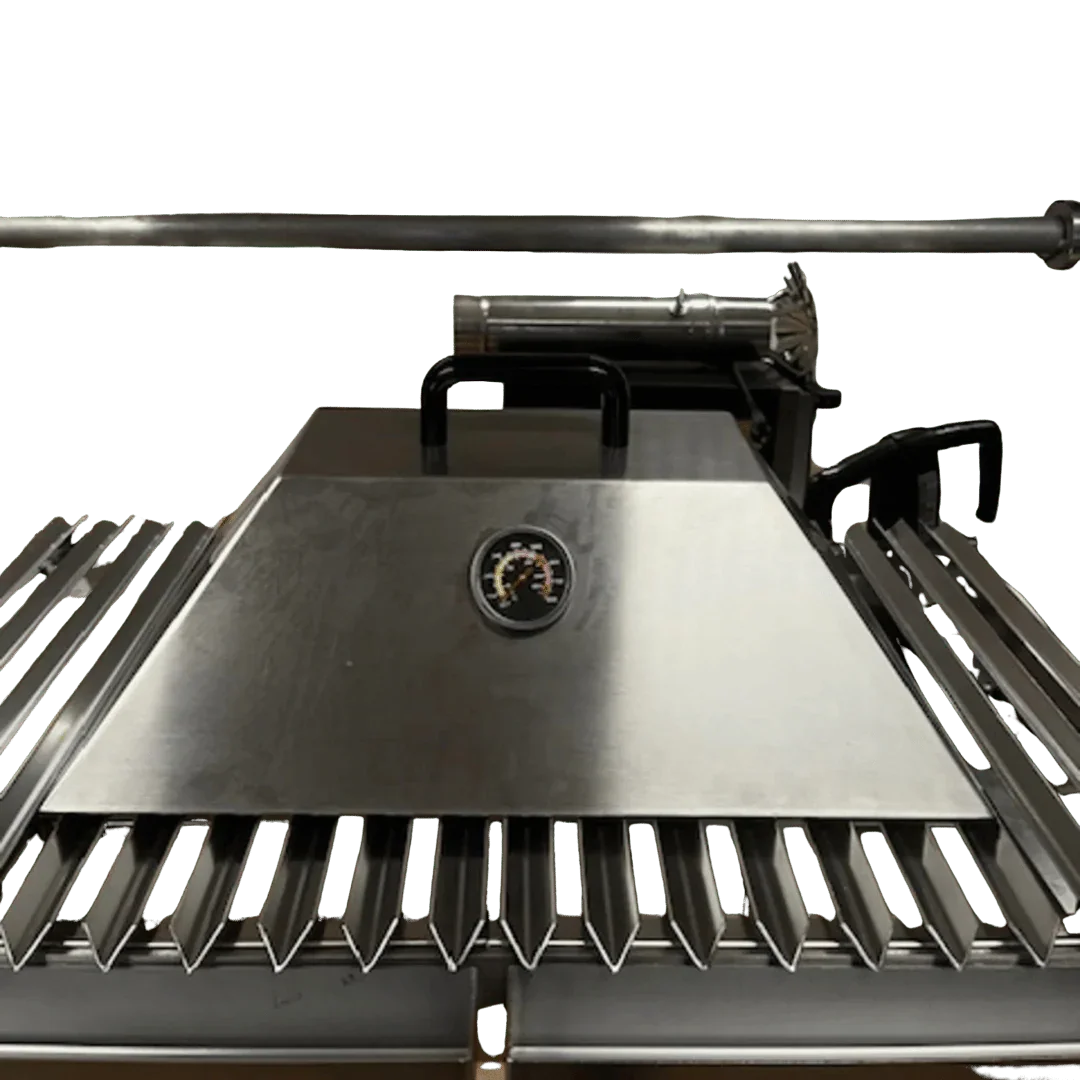 Asado Coalstopper charcoal divider steel, installed in grill separating coal zones