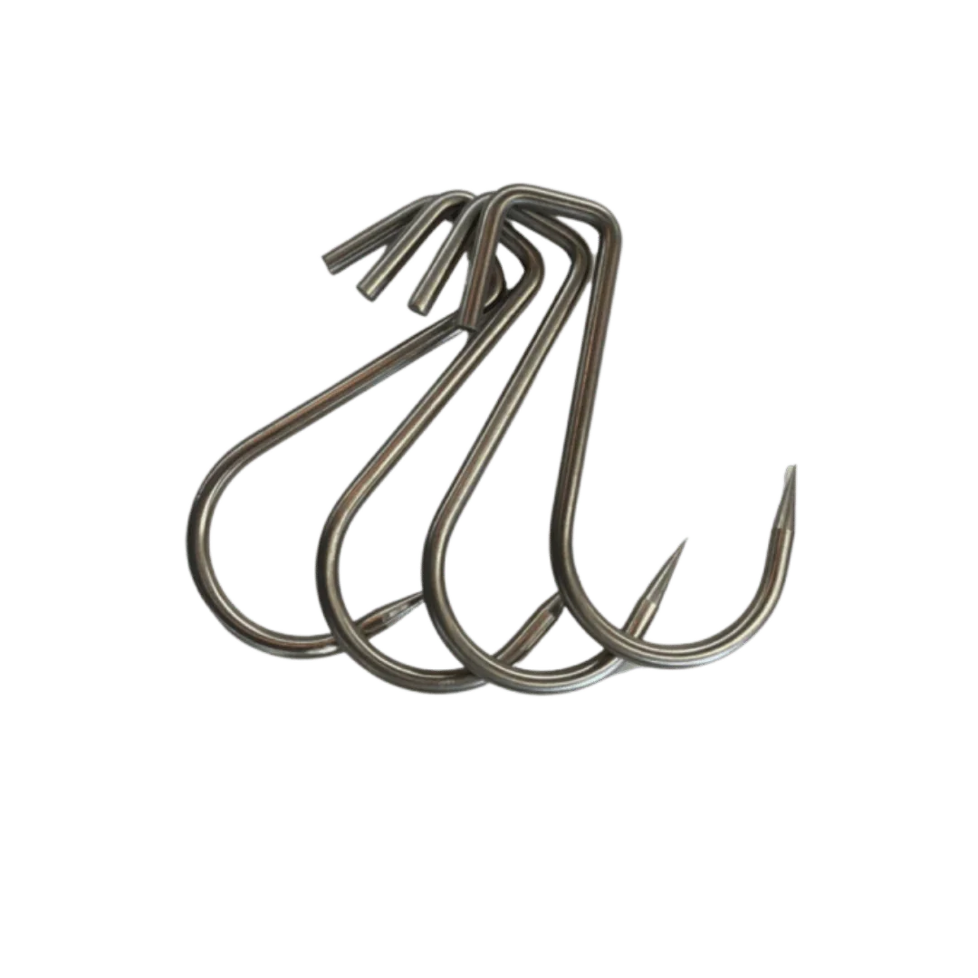 4-Pack Meat Hooks for Asado Gaucho 1200 steel, hooks displayed showing shape and size