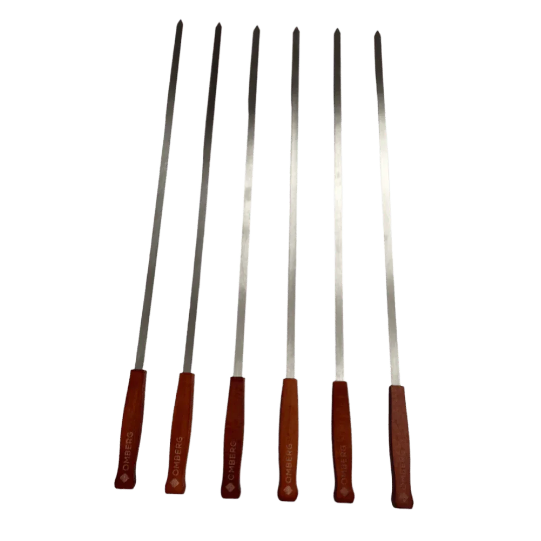 Omberg Argentine asado BBQ skewers stainless steel 60 cm, close-up of wide blade