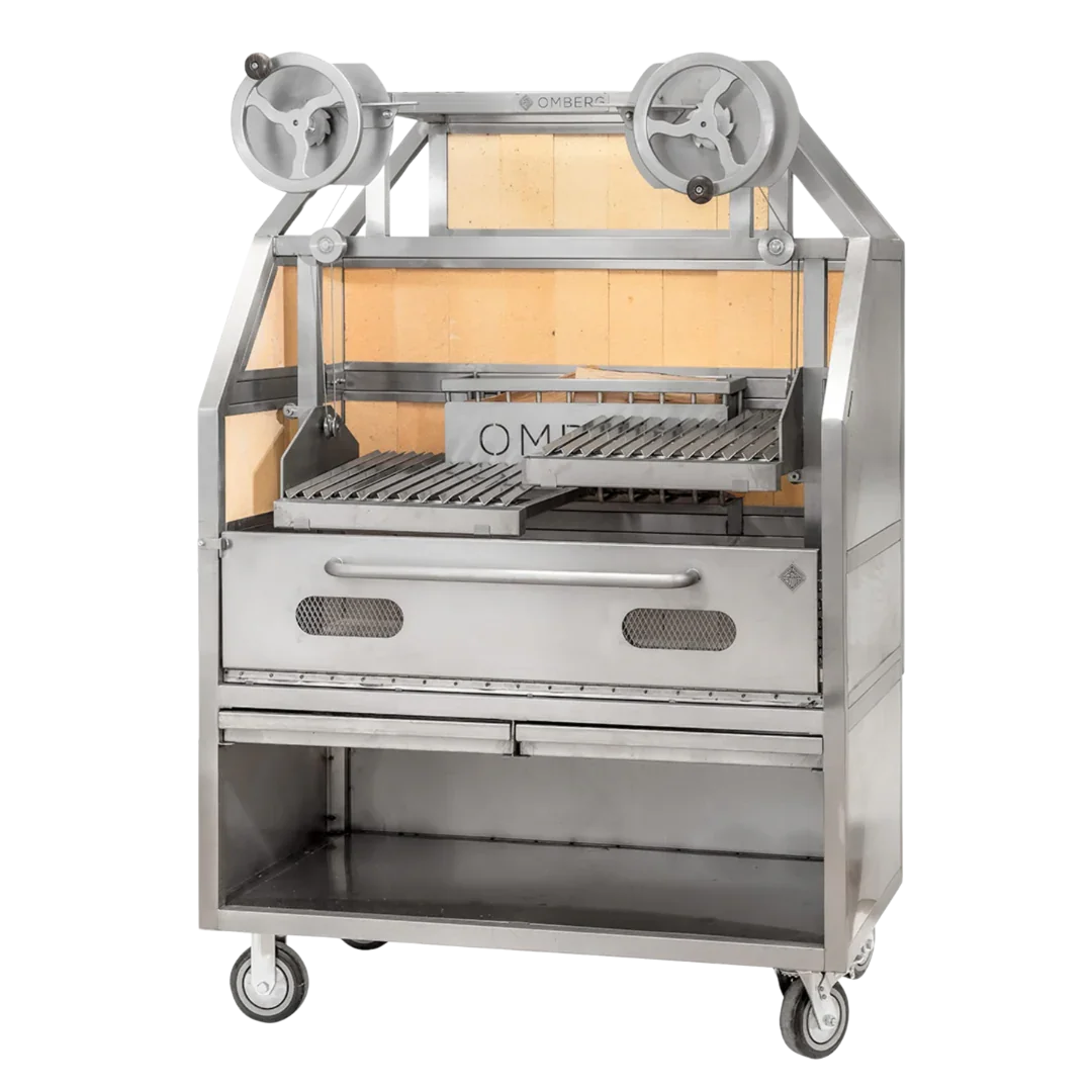 Omberg Asado Gaucho PRO stainless steel professional Argentine parrilla grill, front view