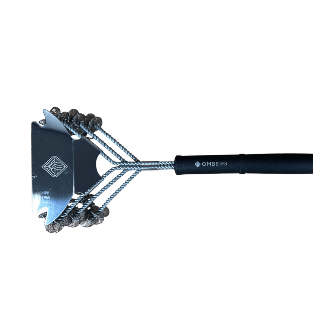 Cepillo espiral para parrilla Omberg con cabezal de acero inoxidable, vista frontal