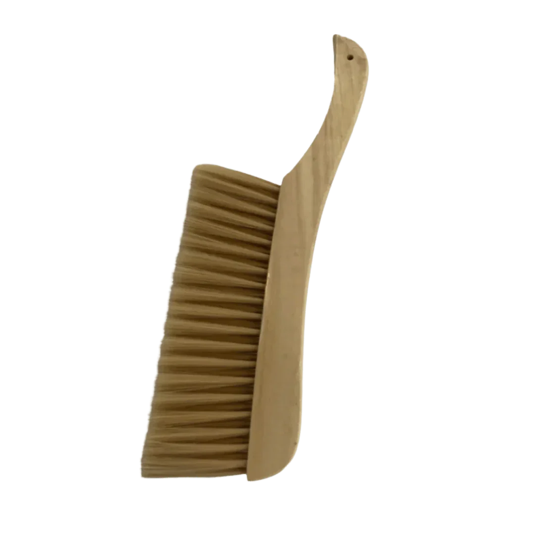 Omberg grill cleaning ash brush and dustpan set, close-up of brush bristles