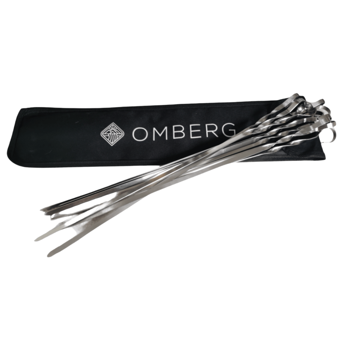 Brochetas para parrilla, paquete de 10 unidades, acero inoxidable, 42 cm, con estuche protector para guardarlas, descripción general del producto.