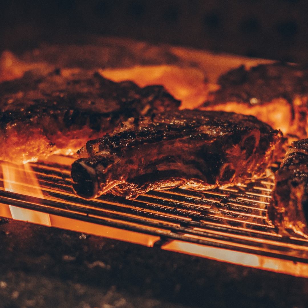 German Pork Neck Steak grilled over a open fire