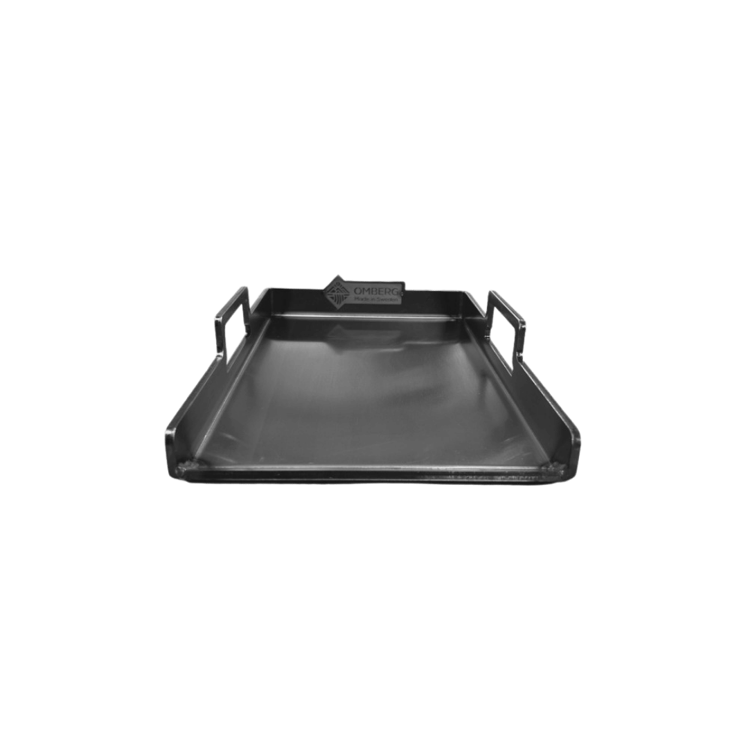 Kohlenstoffstahl-Grillplatte 42 x 25 cm Hergestellt in Schweden, Draufsicht mit flacher Kochfläche
