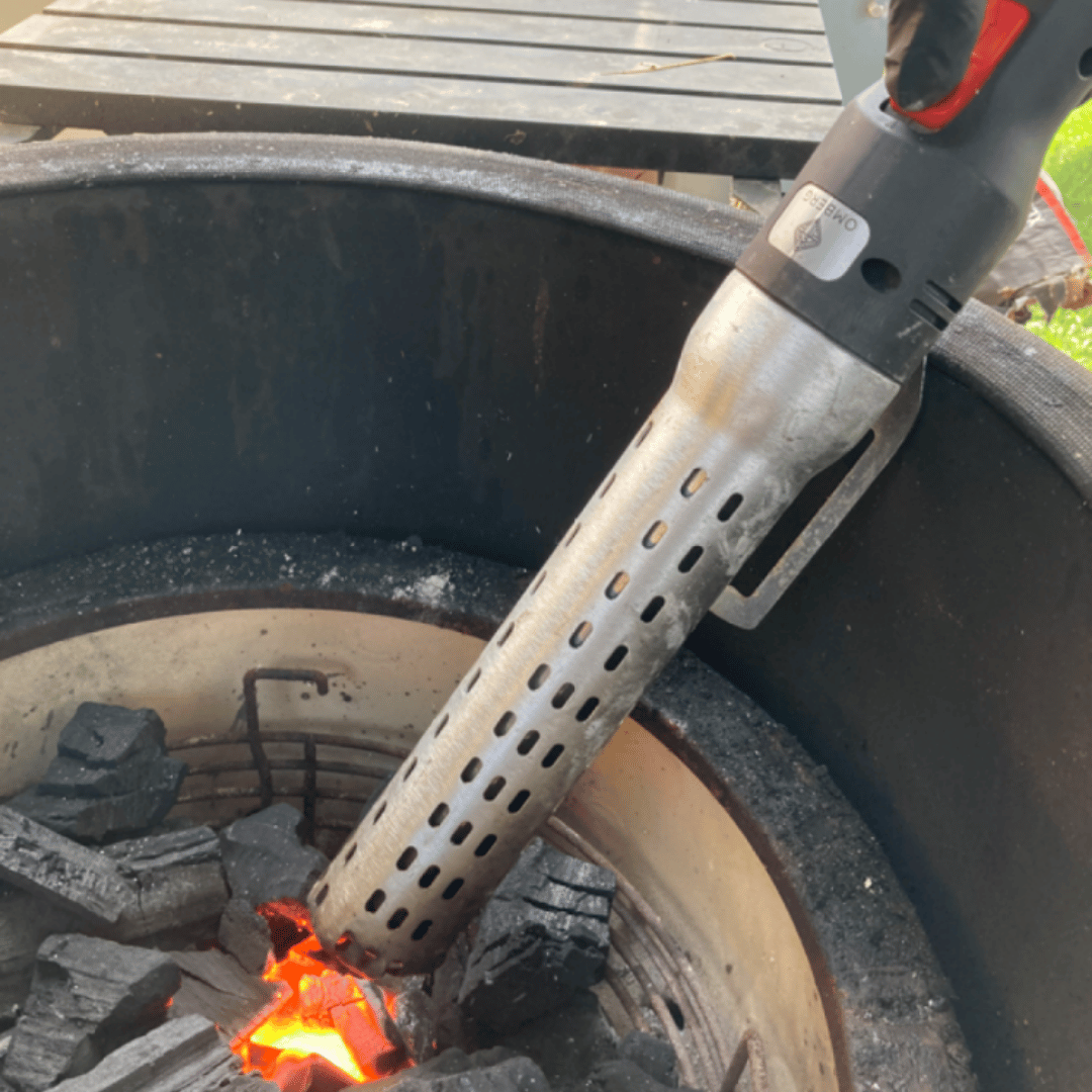 Omberg elektrischer Holzkohleanzünder Nahaufnahme des Heizelements und des Griffs