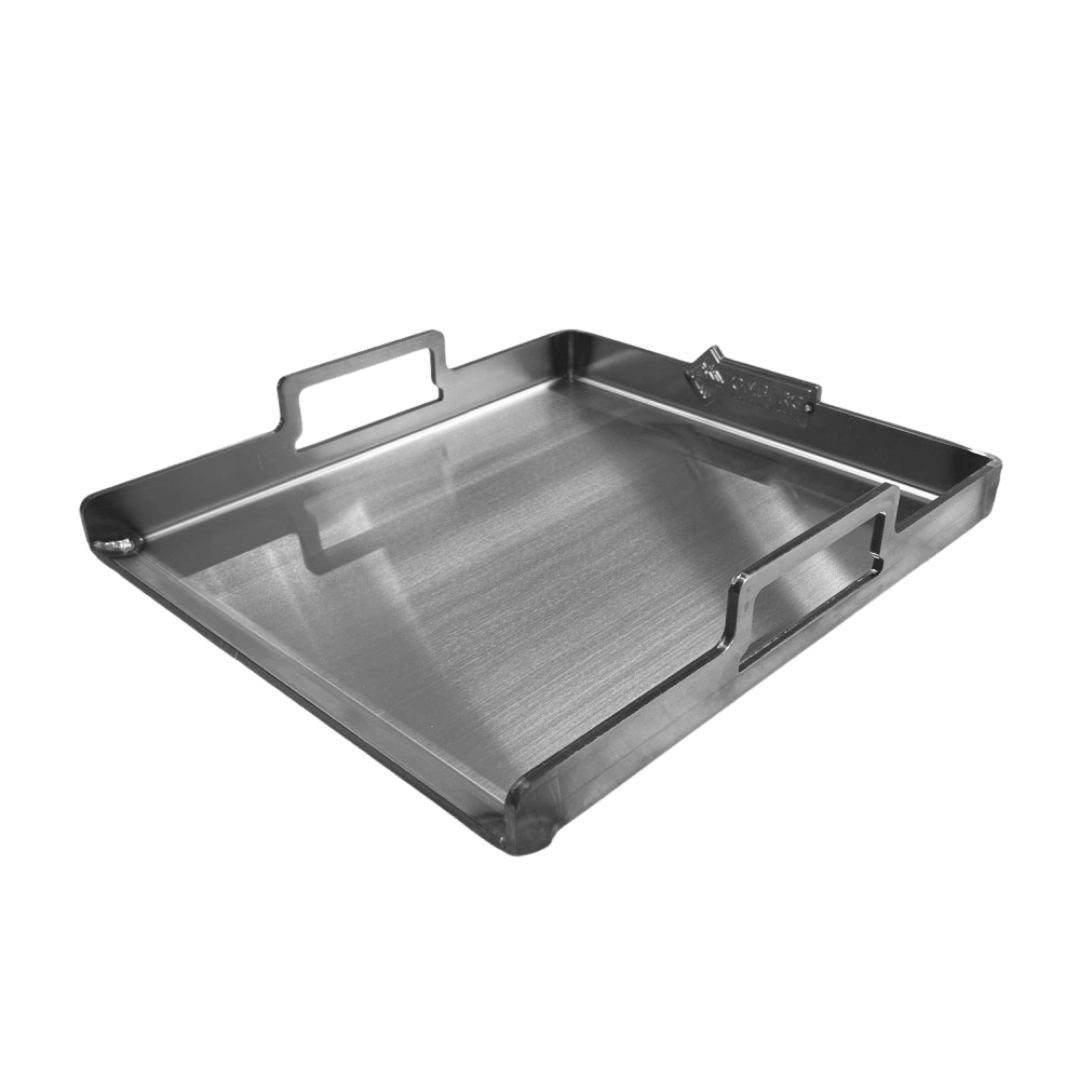 Schwedische Grillplatte aus Kohlenstoffstahl für brasero , Seitenansicht mit Angabe der Dicke